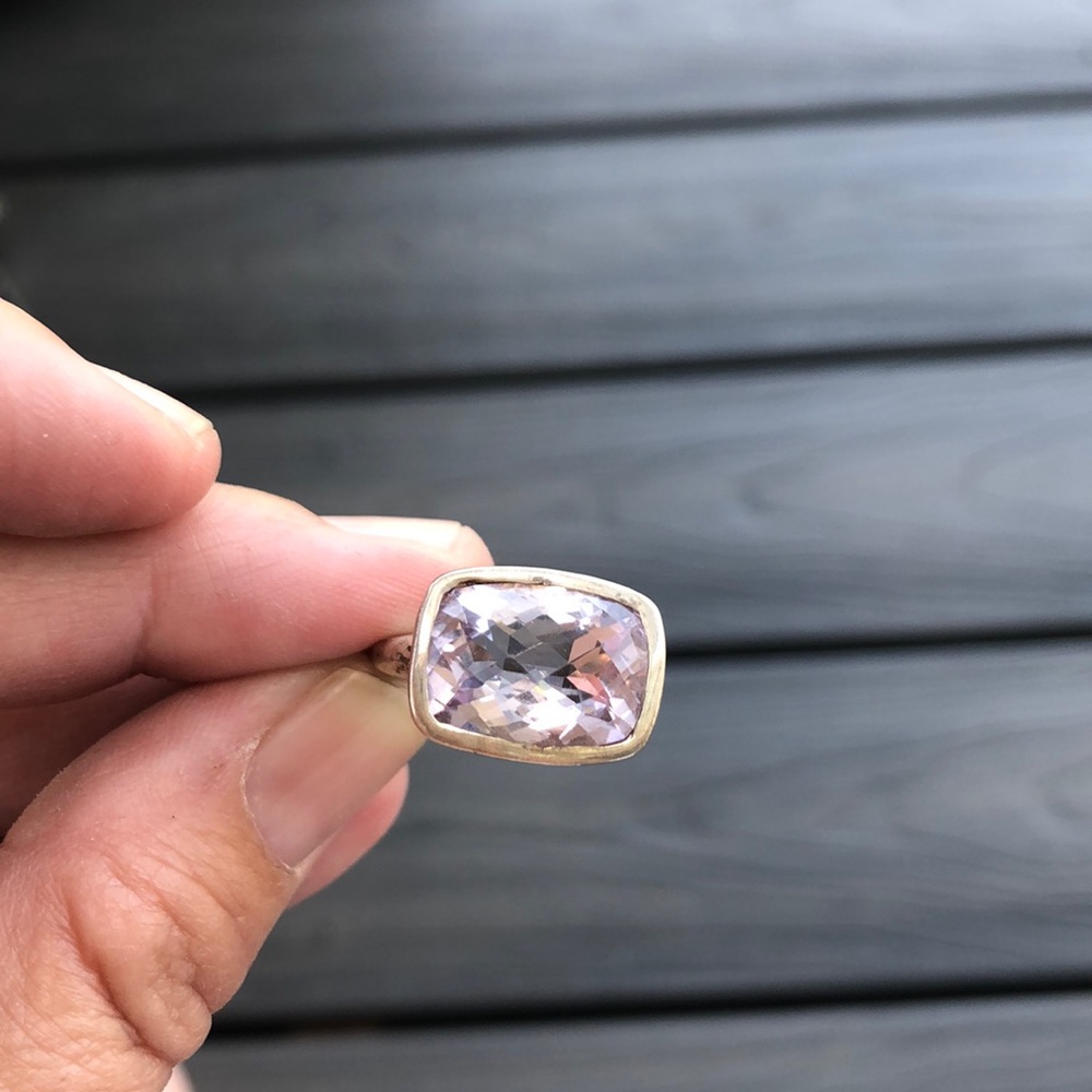 Pink Amethyst Hammered Sterling Silver Ring